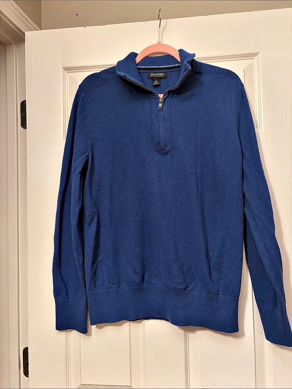 Banana Republic Cotton Cashmere Half-Zip Sweater Blue Size Large Like New